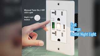 20A USB C Outlet Night Light Socket