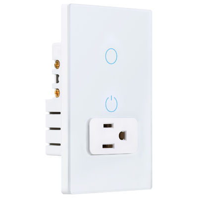 IOS / Android Compatibility Wifi Smart Socket 15A With 1 Gang Wifi Switch