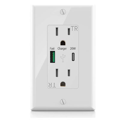 Speed PD20W Fast Charging USB Socket 15A 100-240V With Type C