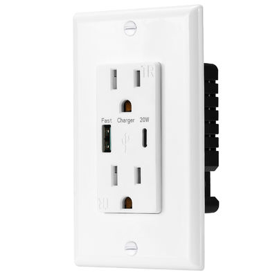 Speed PD20W Fast Charging USB Socket 15A 100-240V With Type C