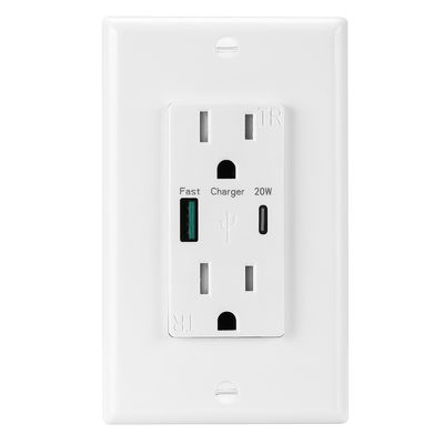 Speed PD20W Fast Charging USB Socket 15A 100-240V With Type C
