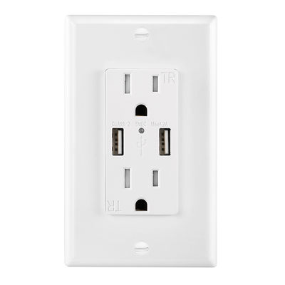 PC ABS Secure Type A USB Wall Outlet 15A 125V AC 60Hz