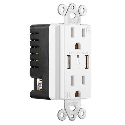 PC ABS Secure Type A USB Wall Outlet 15A 125V AC 60Hz