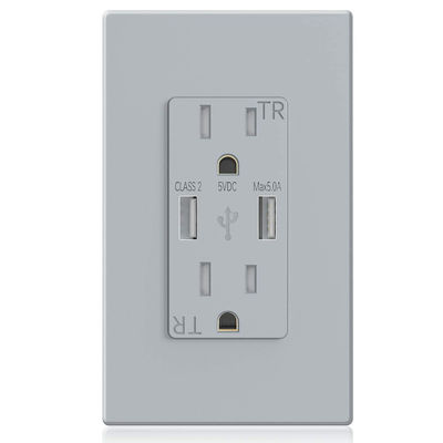 Tamper Resistant Fast Charging USB Socket Wall Mounted 15A 120V