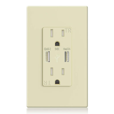 Tamper Resistant Fast Charging USB Socket Wall Mounted 15A 120V
