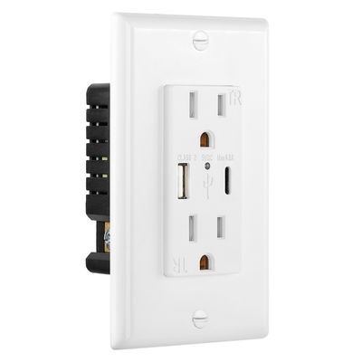 USB And Type C Charger With 15A Tamper Resistant Receptacle