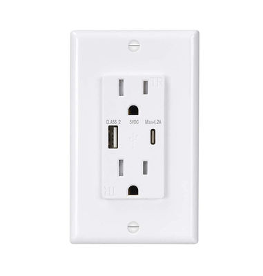 USB And Type C Charger With 15A Tamper Resistant Receptacle
