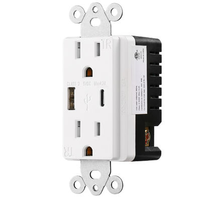 USB And Type C Charger With 15A Tamper Resistant Receptacle