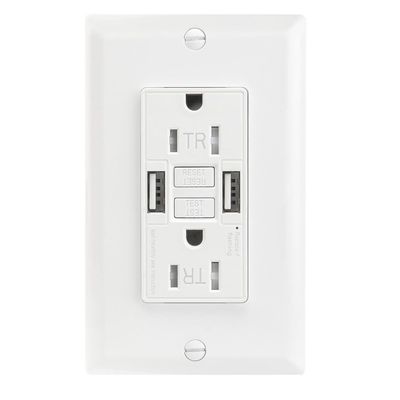 Auto Monitoring Secure GFI GFCI Electrical Outlet 15A With 2 USB