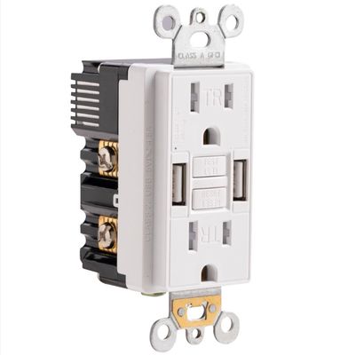 Auto Monitoring Secure GFI GFCI Electrical Outlet 15A With 2 USB