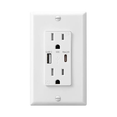 PC ABS AC Wall Outlet 15A With USB Charging Ports UL 498 Standard
