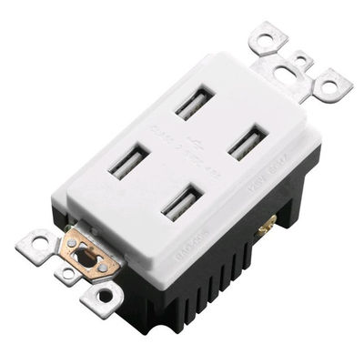 Wall Mounted USB Wall Outlet 4 Charging Ports 125V AC 60Hz