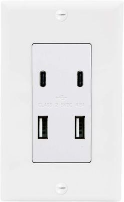 Public Areas Convenient Charging 2 USB Wall Outlet Socket With 2 Type C