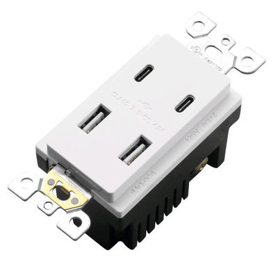 Public Areas Convenient Charging 2 USB Wall Outlet Socket With 2 Type C