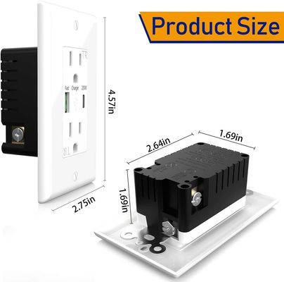 QC3.0 PD3.0 Fast Charing USB C PD Socket 125V AC 60Hz