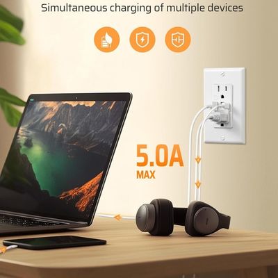 Home 15A Wall USB Socket With Type C Night Light Illumination