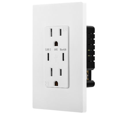 AC125V Charger Wall Socket Outlet 60Hz With Dual Type C