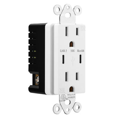 AC125V Charger Wall Socket Outlet 60Hz With Dual Type C