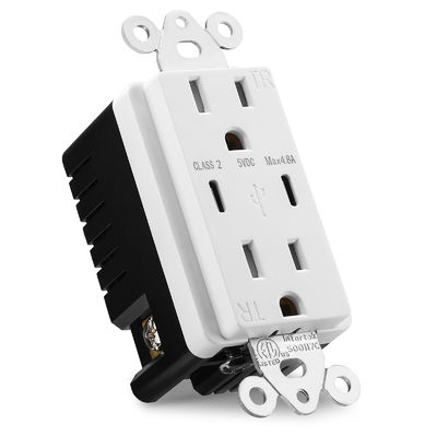 AC125V Charger Wall Socket Outlet 60Hz With Dual Type C
