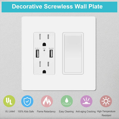 Screwless Type Switch Wall Plate Rectangular For US Socket