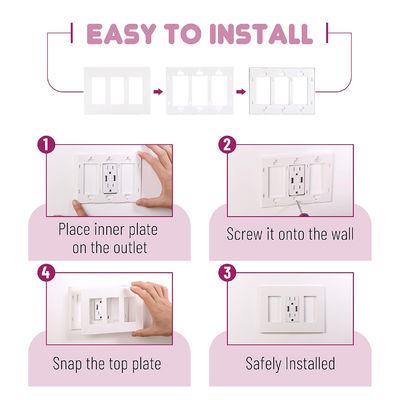 Glossy Finish Screwless 3 Gang Face Plate For Wall Socket