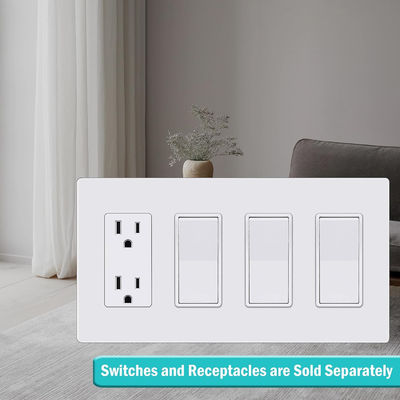 Rectangular 4 Gang Screwless Wall Plate For Socket Switch Cover