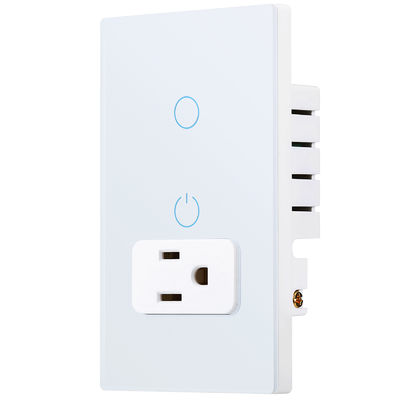 IOS / Android Compatibility Wifi Smart Socket 15A With 1 Gang Wifi Switch
