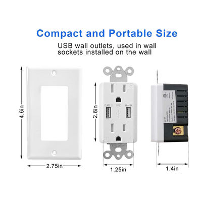 ETL Listed Dual USB Socket 5V 4.8A For Hotels