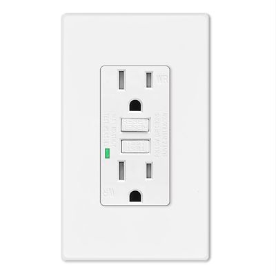 15A 125V 60Hz GFCI Power Outlet Safe Socket Wall Mounted Self grounding
