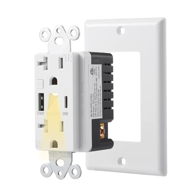 20A 125V Quick Charge USB Receptacle with Night Light